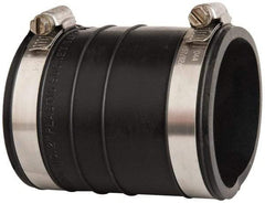Made in USA - 2" PVC Flexible Pipe Coupling with Clamp - 4" Long, Socket x Socket, Stainless Steel Clamp - Apex Tool & Supply