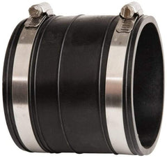 Made in USA - 3" PVC Flexible Pipe Coupling with Clamp - 4" Long, Socket x Socket, Stainless Steel Clamp - Apex Tool & Supply