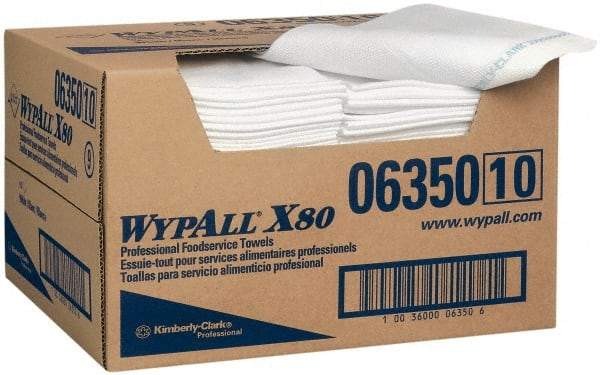 WypAll - 1/4 Fold Food Service Wipes - Box, 24" x 13-1/2" Sheet Size, Blue & White - Apex Tool & Supply