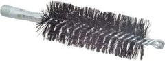 Schaefer Brush - 4-1/2" Brush Length, 1-3/4" Diam, Double Stem, Double Spiral Tube Brush - 7-1/2" Long, Tempered Steel Wire, 1/4" NPT Male Connection - Apex Tool & Supply