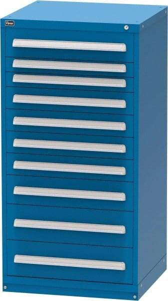 Vidmar - 10 Drawer, Modular Storage Cabinet - Steel, 30" Wide x 27-3/4" Deep x 59" High, Blue - Apex Tool & Supply
