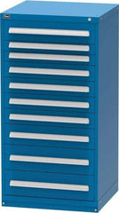 Vidmar - 10 Drawer, Modular Storage Cabinet - Steel, 30" Wide x 27-3/4" Deep x 59" High, Blue - Apex Tool & Supply