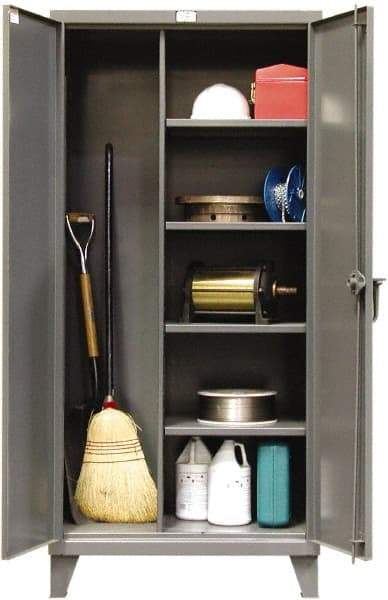 Strong Hold - 4 Shelf Locking Storage Cabinet - Steel, 72" Wide x 24" Deep x 78" High, Dark Gray - Apex Tool & Supply