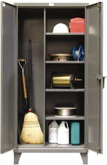 Strong Hold - 4 Shelf Locking Storage Cabinet - Steel, 72" Wide x 24" Deep x 78" High, Dark Gray - Apex Tool & Supply