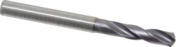 Kennametal - 5.4991mm 140° Spiral Flute Solid Carbide Screw Machine Drill Bit - Multilayer TiAlN Finish, Right Hand Cut, 28mm Flute Length, 66mm OAL, Standard Point, Straight Shank - Apex Tool & Supply