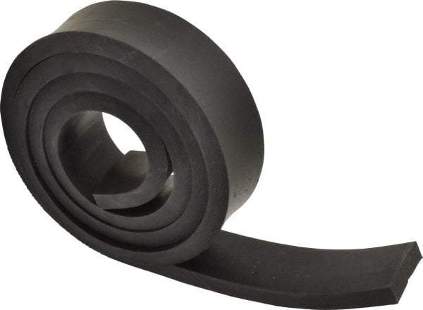 Made in USA - 1/2" Thick x 2" Wide x 60" Long, Buna-N Rubber Strip - Stock Length, 40 Shore A Durometer, 800 to 1,000 psi Tensile Strength, -20 to 170°F, Black - Apex Tool & Supply