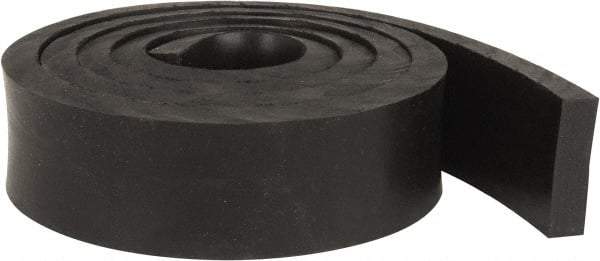 Made in USA - 1/2" Thick x 2" Wide x 60" Long, Neoprene Rubber Strip - Stock Length, 40 Shore A Durometer, 1,000 to 1,200 psi Tensile Strength, -40 to 212°F, Black - Apex Tool & Supply