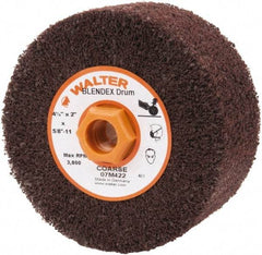 WALTER Surface Technologies - 4-1/2" Diam Aluminum Oxide Unmounted Flap Wheel - 5/8" Hole, 5/8-11 Thread, 2" Wide, Nonwoven, Coarse Grade, 3,800 Max RPM - Apex Tool & Supply