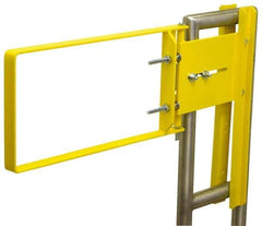 FabEnCo - Powder Coated Carbon Steel Self Closing Rail Safety Gate - Fits 34 to 36-1/2" Clear Opening, 36-1/2" Wide x 12" Door Height, 37 Lb, Yellow - Apex Tool & Supply
