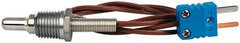 Thermo Electric - 0 to 700°F, T Pipe Plug, Thermocouple Probe - 5 Ft. Cable Length, Mini Connector, 1/2 Inch Probe Sheath Length, 6 Sec Response Time - Apex Tool & Supply
