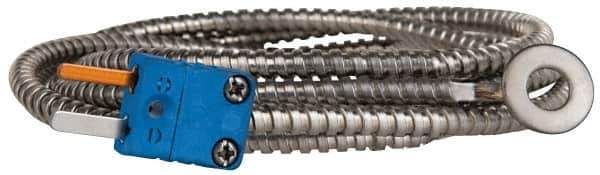 Thermo Electric - 0 to 750°F, T Surface, Thermocouple Probe - 4 Ft. Cable Length, Mini Connector, 15 Sec Response Time - Apex Tool & Supply