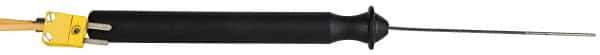 Thermo Electric - 0 to 2012°F, Coiled Cable, K Small Diameter, Thermocouple Probe - 5 Ft. Cable Length, Mini Connector, 4 Inch Probe Sheath Length, 2 Sec Response Time - Apex Tool & Supply