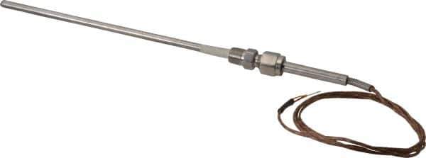 Thermo Electric - 0 to 2012°F, K Pipe Fitting, Thermocouple Probe - 6 Ft. Cable Length, Stripped Ends, 9 Sec Response Time - Apex Tool & Supply