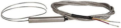 Thermo Electric - 0 to 2012°F, K Flexible, Thermocouple Probe - 3 Ft. Cable Length, Stripped Ends, 12 Inch Probe Sheath Length, 4 Sec Response Time - Apex Tool & Supply