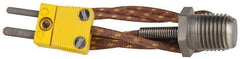 Thermo Electric - 0 to 221°F, K Pipe Plug, Thermocouple Probe - 5 Ft. Cable Length, Mini Connector, 10 Sec Response Time - Apex Tool & Supply