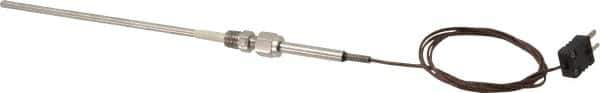 Thermo Electric - 0 to 1600°F, J Pipe Fitting, Thermocouple Probe - 6 Ft. Cable Length, Mini Connector, 9 Sec Response Time - Apex Tool & Supply