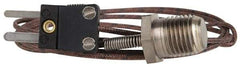 Thermo Electric - 0 to 221°F, J Pipe Plug, Thermocouple Probe - 5 Ft. Cable Length, Mini Connector, 10 Sec Response Time - Apex Tool & Supply