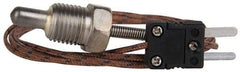Thermo Electric - 0 to 900°F, J Pipe Plug, Thermocouple Probe - 5 Ft. Cable Length, Mini Connector, 1/2 Inch Probe Sheath Length, 6 Sec Response Time - Apex Tool & Supply
