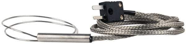 Thermo Electric - 0 to 1600°F, J Flexible, Thermocouple Probe - 3 Ft. Cable Length, Mini Connector, 12 Inch Probe Sheath Length, 3 Sec Response Time - Apex Tool & Supply