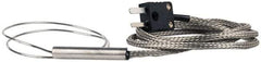 Thermo Electric - 0 to 1600°F, J Flexible, Thermocouple Probe - 3 Ft. Cable Length, Mini Connector, 12 Inch Probe Sheath Length, 3 Sec Response Time - Apex Tool & Supply