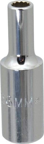 Proto - 3/8" Drive, Deep Hand Socket - 12 Points, 2-1/8" OAL, Chrome Vanadium, Chrome Finish - Apex Tool & Supply