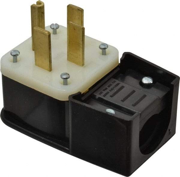 Leviton - 125/250 VAC, 50 Amp, 14-50P NEMA, Angled, Self Grounding, Industrial Grade Plug - 3 Pole, 4 Wire, 1 Phase, Nylon, Black - Apex Tool & Supply
