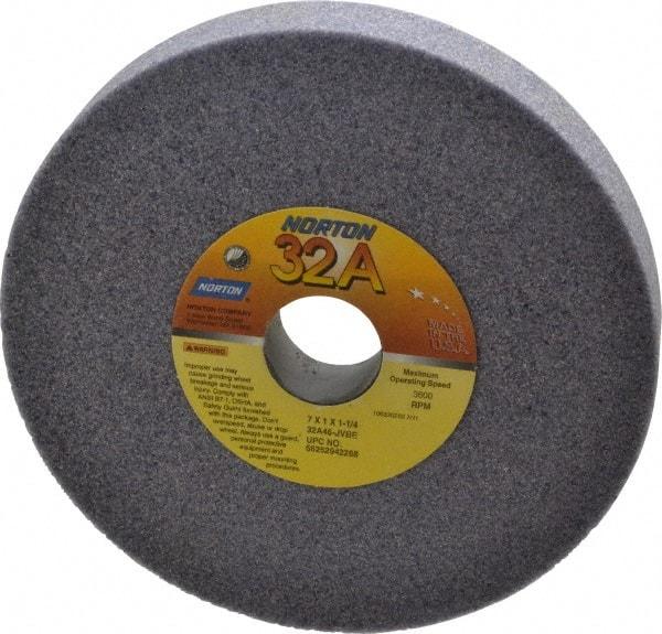 Norton - 7" Diam x 1-1/4" Hole x 1" Thick, J Hardness, 46 Grit Surface Grinding Wheel - Aluminum Oxide, Type 1, Coarse Grade, 3,600 Max RPM, Vitrified Bond, No Recess - Apex Tool & Supply