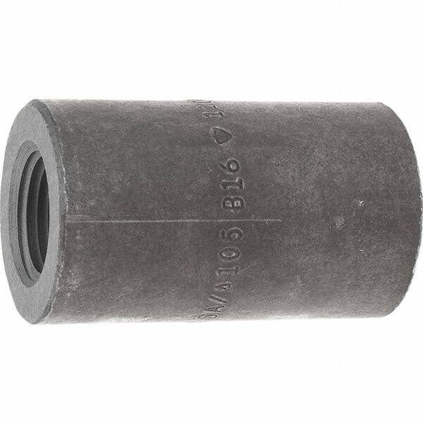 Made in USA - Size 1/2 x 3/8", Class 3,000, Forged Carbon Steel Black Pipe Reducing Coupling - 3,000 psi, Threaded End Connection - Apex Tool & Supply