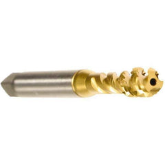 Emuge - 5/16-24 UNF 3 Flute 2B Modified Bottoming Spiral Flute Tap - Cobalt, TiN Finish, 3.543" OAL, Right Hand Flute, Right Hand Thread, Series Enorm - Apex Tool & Supply