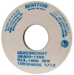 Norton - 14" Diam x 5" Hole x 1" Thick, I Hardness, 60 Grit Surface Grinding Wheel - Aluminum Oxide, Type 1, Medium Grade, 1,800 Max RPM, Vitrified Bond, No Recess - Apex Tool & Supply