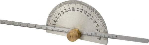 Value Collection - 0 to 6 Inch Rule Measurement Range, 0 to 180° Angle Measurement Range, Half Round Head Stainless Steel (Rule); Steel (Head) Protractor and Depth Gage - Accurate up to 0.5°, 1° Angle Graduation - Apex Tool & Supply