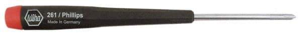 Wiha - #00, 4-5/8" OAL, Standard Phillips Screwdriver - 1-9/16" Blade Length, Ergonomic Handle - Apex Tool & Supply