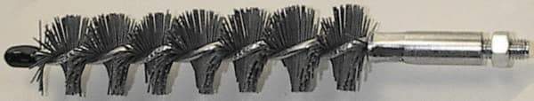 Schaefer Brush - 3" Brush Length, 1/2" Diam, Single Stem, Single Spiral Tube Brush - 4-3/4" Long, Silicone Carbide Impregnated Nylon, 8-32 Male Connection - Apex Tool & Supply