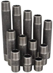 Made in USA - 66 Piece, 1/2" Pipe, Black Finished Steel Pipe Nipple Set - Schedule 40, (6) Close, (6) 1-1/2, (6) 2, (6) 2-1/2, (6) 3, (6) 3-1/2, (6) 4, (6) 4-1/2, (6) 5, (6) 5-1/2, (6) 6 - Apex Tool & Supply