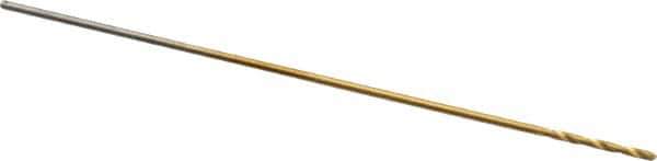 Hertel - 1/64" 135° High Speed Steel Jobber Drill - TiN Finish, Right Hand Cut, Spiral Flute, 3/4" OAL, Split Point - Apex Tool & Supply