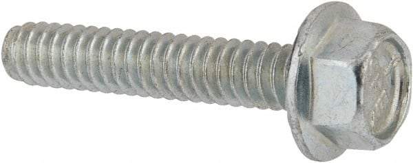 Value Collection - #10-24 UNC, 1" Length Under Head, Hex Drive Flange Bolt - 1" Thread Length, Grade 5 Steel, Serrated Flange, Zinc-Plated Finish - Apex Tool & Supply