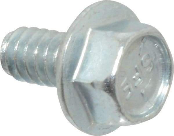 Value Collection - #10-24 UNC, 3/8" Length Under Head, Hex Drive Flange Bolt - 3/8" Thread Length, Grade 5 Steel, Serrated Flange, Zinc-Plated Finish - Apex Tool & Supply