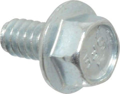 Value Collection - #10-24 UNC, 3/8" Length Under Head, Hex Drive Flange Bolt - 3/8" Thread Length, Grade 5 Steel, Serrated Flange, Zinc-Plated Finish - Apex Tool & Supply