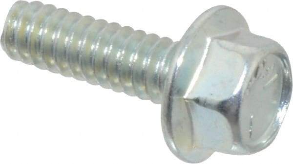 Value Collection - #10-24 UNC, 5/8" Length Under Head, Hex Drive Flange Bolt - 5/8" Thread Length, Grade 5 Steel, Serrated Flange, Zinc-Plated Finish - Apex Tool & Supply