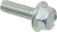 Value Collection - #10-24 UNC, 5/8" Length Under Head, Hex Drive Flange Bolt - 5/8" Thread Length, Grade 5 Steel, Serrated Flange, Zinc-Plated Finish - Apex Tool & Supply