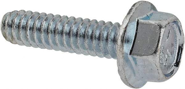 Value Collection - #10-24 UNC, 3/4" Length Under Head, Hex Drive Flange Bolt - 3/4" Thread Length, Grade 5 Steel, Serrated Flange, Zinc-Plated Finish - Apex Tool & Supply