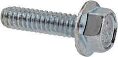 Value Collection - #10-24 UNC, 3/4" Length Under Head, Hex Drive Flange Bolt - 3/4" Thread Length, Grade 5 Steel, Serrated Flange, Zinc-Plated Finish - Apex Tool & Supply