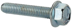 Value Collection - #10-32 UNF, 1" Length Under Head, Hex Drive Flange Bolt - 1" Thread Length, Grade 5 Steel, Serrated Flange, Zinc-Plated Finish - Apex Tool & Supply