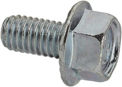 Value Collection - #10-32 UNF, 3/8" Length Under Head, Hex Drive Flange Bolt - 3/8" Thread Length, Grade 5 Steel, Serrated Flange, Zinc-Plated Finish - Apex Tool & Supply