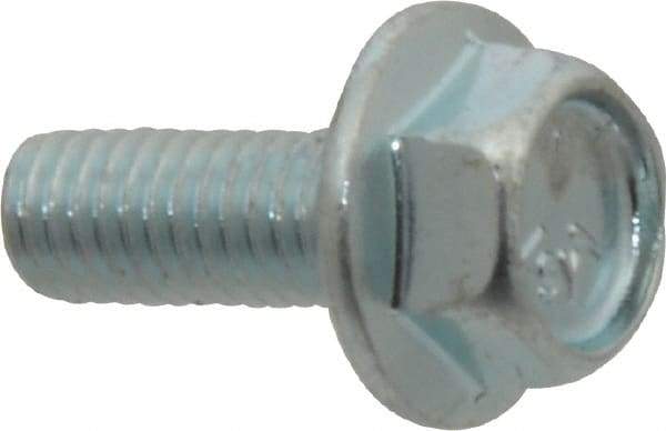 Value Collection - #10-32 UNF, 1/2" Length Under Head, Hex Drive Flange Bolt - 1/2" Thread Length, Grade 5 Steel, Serrated Flange, Zinc-Plated Finish - Apex Tool & Supply