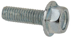 Value Collection - #10-32 UNF, 5/8" Length Under Head, Hex Drive Flange Bolt - 5/8" Thread Length, Grade 5 Steel, Serrated Flange, Zinc-Plated Finish - Apex Tool & Supply