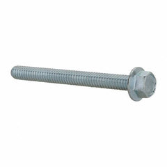 Value Collection - 1/4-20 UNC, 2-1/2" Length Under Head, Hex Drive Flange Bolt - 2-1/2" Thread Length, Grade 5 Steel, Serrated Flange, Zinc-Plated Finish - Apex Tool & Supply