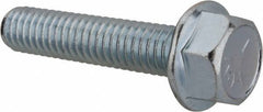 Value Collection - 5/16-18 UNC, 1-1/2" Length Under Head, Hex Drive Flange Bolt - 1-1/2" Thread Length, Grade 5 Steel, Serrated Flange, Zinc-Plated Finish - Apex Tool & Supply