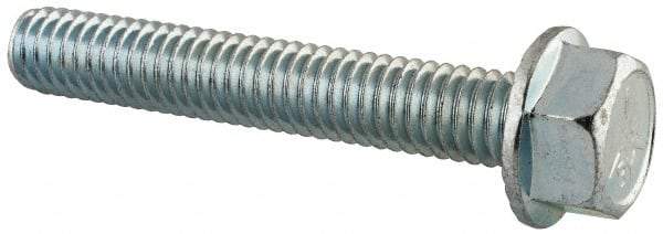 Value Collection - 5/16-18 UNC, 2" Length Under Head, Hex Drive Flange Bolt - 2" Thread Length, Grade 5 Steel, Serrated Flange, Zinc-Plated Finish - Apex Tool & Supply