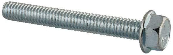 Value Collection - 5/16-18 UNC, 2-1/2" Length Under Head, Hex Drive Flange Bolt - 2-1/2" Thread Length, Grade 5 Steel, Serrated Flange, Zinc-Plated Finish - Apex Tool & Supply